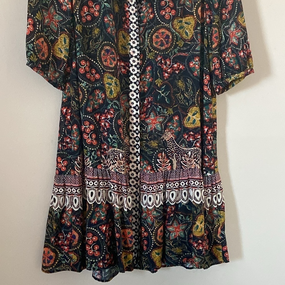 Saloni -Paisley Multicolor Print Tyra Dress In Batik Border - Picture 4 of 12